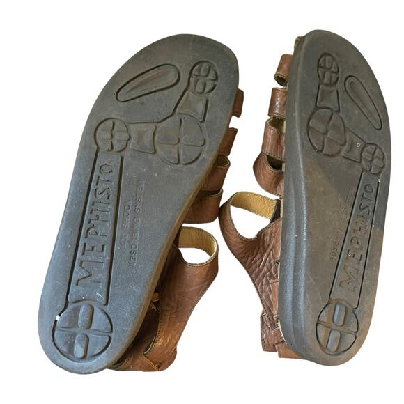Mephisto Fisherman Sandals Mens Size 8 EUR 42 Brown Leather Footbed Slip On - Picture 4 of 8